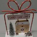 Christmas Tabletop Decoration, Wooden Lighted Decorations, Battery Operated Christmas Indoor Table Decorations (Candy Cane Lane & Giftbox)