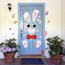 7 x 40 PCS Happy Easter Door Stickers Decor - Bunny, Easter, Flowers - Pink, Cartoon Style - Waterproof - Indoor Use - Door, Window, Refrigerator Decor