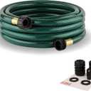 15FT Lightweight PVC Garden Hose: 1/2 Inch Flexible Hose with 3/4 Inch GHT and Shut Off Valve - Leak-Proof Design with Washers and Repair Connector for Small Yard Car Washing