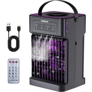 Portable Air Conditioners, 4-IN-1 Portable AC Unit with 3 Wind Speeds, 3 Spray Mode, 7 Night Light & 2-8H Timer Air Conditioner Portable, Personal Small Mini Air Conditioner Air Cooler for Room Camping