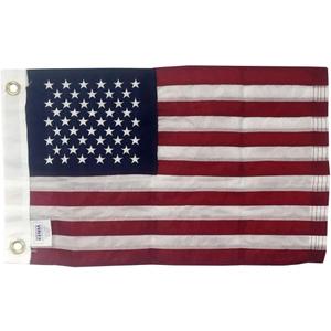 12x18" American Boat Flag - Marine Grade US Flag, Embroidered All Weather Nylon with Reinforced Stitching - for outdoor use, Made In USA