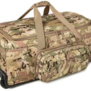 Military Wheeled Deployment Bag Large Tactical Heavy Duty Duffel Bag for Camping Hiking (Camo)
