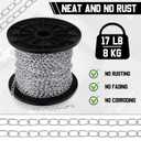 Yaocom 75 ft Galvanized Steel Hanging Jack Chain Silver Metal Link Chain Roll Spool for Light Fixture,Bird Feeders,Overhead Lights, Artworks, Flowerpots(2mm)