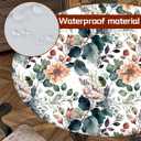 Vintage Floral Round Tablecloth  Fitted Circle Table Cover with Elastic Edge, Waterproof & Washable Polyester Table Cloth for 35" to 42" Indoor/Outdoor Tables (Botanic Lace)
