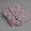 Pink Checkered Blanket, Ultra Soft Fleece Checkered Throw Blankets for Couch Bed and Travel, Luxury Throws for All Seasons, 60x80 Inch, Pink