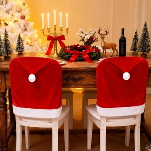 Set of 4 Kitchen Christmas Chair Covers for Dining Chairs Decoracin, Stretchable Elastic Slipcovers, Festive Christmas Kitchen Decorations Indoor, Home Holiday Navidad Dcor.