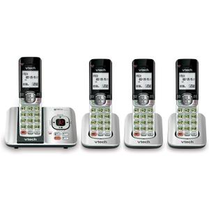 VTech CS6529-4 DECT 6.0 Phone Answering System with Caller ID/Call Waiting, 4 Cordless Handsets, Silver/Black