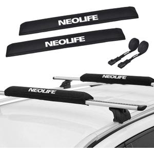 Soft Roof Rack Pads with Two 15 Ft Tie Down Straps for Surfboard, SUP Paddleboard, Snowboard, 28/34inch (Pair)