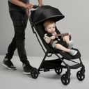 Jeep Altitude Compact Travel Stroller by Delta Children Greenguard Gold, Easy One Hand Fold, Lightweight, Extendable Canopy with Peek-a-Boo Window, Reclining Seat, 4 Wheel Suspension, Black