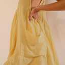 Women Casual Summer Dresses Sleeveless Crew Neck Backless Tunic Mini Dress Loose Flowy Tank Sundress with Pockets (Yellow, L)