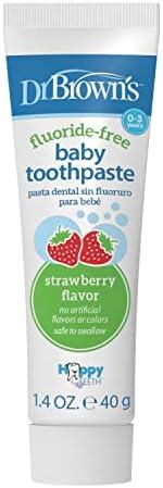 Pack Of 3 Dr. Brown’s Fluoride-Free Baby Toothpaste, Infant & Toddler Oral Care, Strawberry, 1-Pack, 1.4oz/40g, 0-3 years