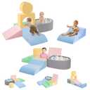 CAMELUS Toddler Climbing Toys Indoor, Baby Foam Climbing Blocks with Ball Pit for 1-3 Years Old, 6-Piece Soft Play Set Climbing Blocks, Climb Crawl Activity Play, Birthday (Balls not Included)