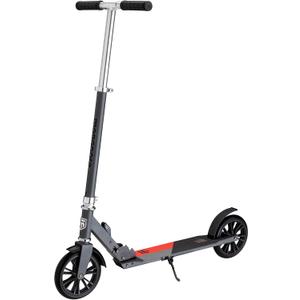 Mongoose Trace Kick Scooter for Youth Adult Boys and Girls, Quick-Release, Lightweight & Easy Folding Scooter, Bike Style Grips, Supports 176 lb Up to 220 lbs (Grey/Red)