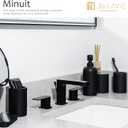 Bathroom Accessory Set - 4 Pcs Matte Black Bathroom Set with Toothbrush Holder, Soap Dispenser, Tumbler & Cotton Swab Jar - Bathroom Vanity Countertop Organizer, Bathroom Decor Sets