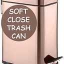Homie Soft Close, Slim Trash Can 1.6 Gallon with Anti - Bag Slip Liner and Lid, Use as Mini Garbage Basket, Slim Dust Bin, or Decor in Bathroom, Restroom, Kitchen, or Bedroom (Rose Gold)