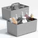 Plastic Shower Caddy Portable Organizer, DIY Bathroom Organizers and Storage, Makeup Organizer Divided Storage Tote Holder for Bathroom, Makeup, Kitchen, Office, Desktop (2 Pack)