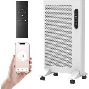 Mica Infrared Space Heater, 1500W Portable Panel Heater for Indoor Use, Large Room, WiFi Smart App & Alexa Control, Fast Heating, Energy Efficient, Quiet, White