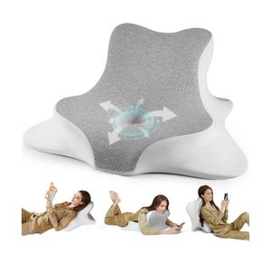 Reading Pillow for Bed, Lying, Leaning and Prone, Ergonomic Memory Foam Bed Wedge Pillow for Headboard, Chin & Back Support Pillows on Bedrest Couch Floor- Grey