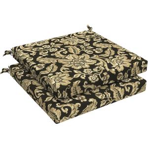 LVTXIII Outdoor Chair Cushions, Fade-Resistant Patio Furniture Cushions Outdoor Chair Pads with Ties for Dining Chairs and Garden Furniture Use, 19"x19"x2" 2 Pack, Jacobean Black