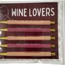 Funny Pens 5-Pack, Novelty Pens, Black Ink, Medium 1.0mm, Retractable Ballpoint Pens, Funny Quotes Swear Word Daily Pen Set, Office Gifts (WINE LOVERS)