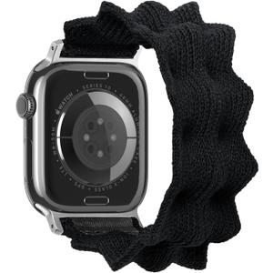 ULTIMAL Band Compatible with Apple Watch Band 42mm/40mm/41mm/38mm, Fits iWatch Series 11/10/9/8/7/6/5/4/SE/SE2/SE3, Stretchy Nylon Braided ElasticS,Black