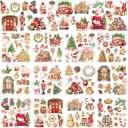 Christmas Rub on Transfers for Crafts - 12 Sheets Gingerbread Rub on Transfers for Furniture Garden, Festival Transfer Sticker Decals, DIY Craft for Wood Window Home Decor