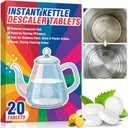 Kettle Descaler Tablet, 20 Packs Water Bottle Cleaning Tablets Removes Hard Water Buildup, Efficient Citric Acid for Kettles Cleaner, Limescale Remover Tablet for Coffee Machines, Garment Steamers
