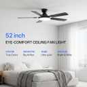 Homelist Ceiling Fans with Lights 52 Inch, Low Profile Flush Mount Fan, Quiet 6 Speeds DC Reversible Motor, 3CCT Dimmable LED, Remote Control for Living Room, Bedroom, Kids Room, Matte Black