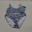 AI'MAGE Women Ribbed Bikini Sets Sporty Swimsuits Scoop Neck Two Piece Bathing Suits High Cut Bikini XS-XXL (Mz443/Blue Flowers, XL)