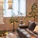 Lighted Christmas Pine Tree with Timer 6FT 72 Warm White LED Lights, Pre Lit Twig Tree for Home Room Christmas Holiday Decoration Indoor Outdoor