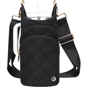 Water Bottle Holder with Strap for 30/32 oz, Crossbody Water Bottle Carrier Bag with RFID Blocking Phone Pocket
