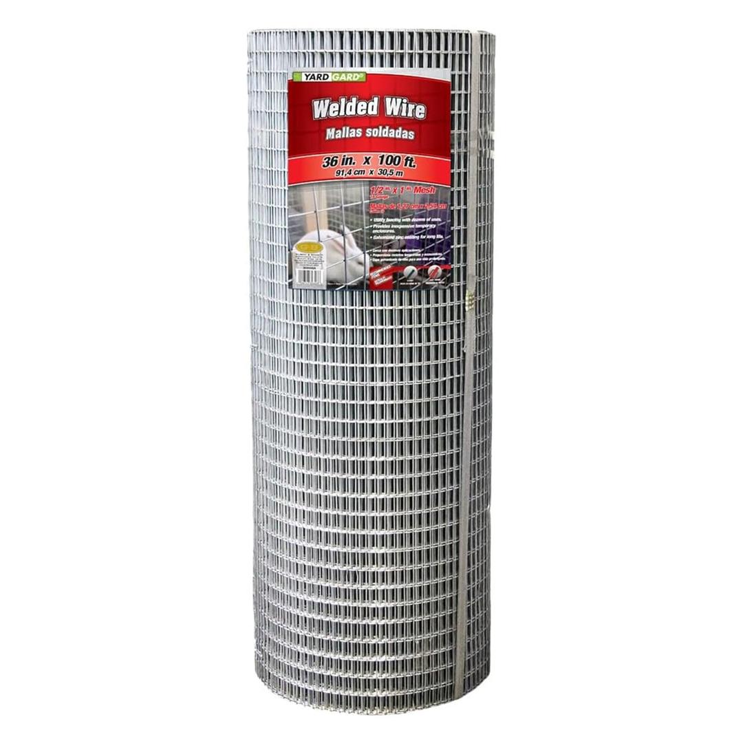 YARDGARD  1/2 in. x 1 in. Mesh Welded Wire Fence  36 in. x 100 ft. 16Gauge Galvanized Steel  for Animal Enclosures | Garden Protection | Property Fencing