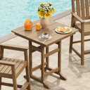 Garvee Outdoor Patio Bar Table for 2-4, All-Weather HDPE Bar Height Table with Umbrella Hole and Spacious Tabletop for Outside,Poolside, Backyard