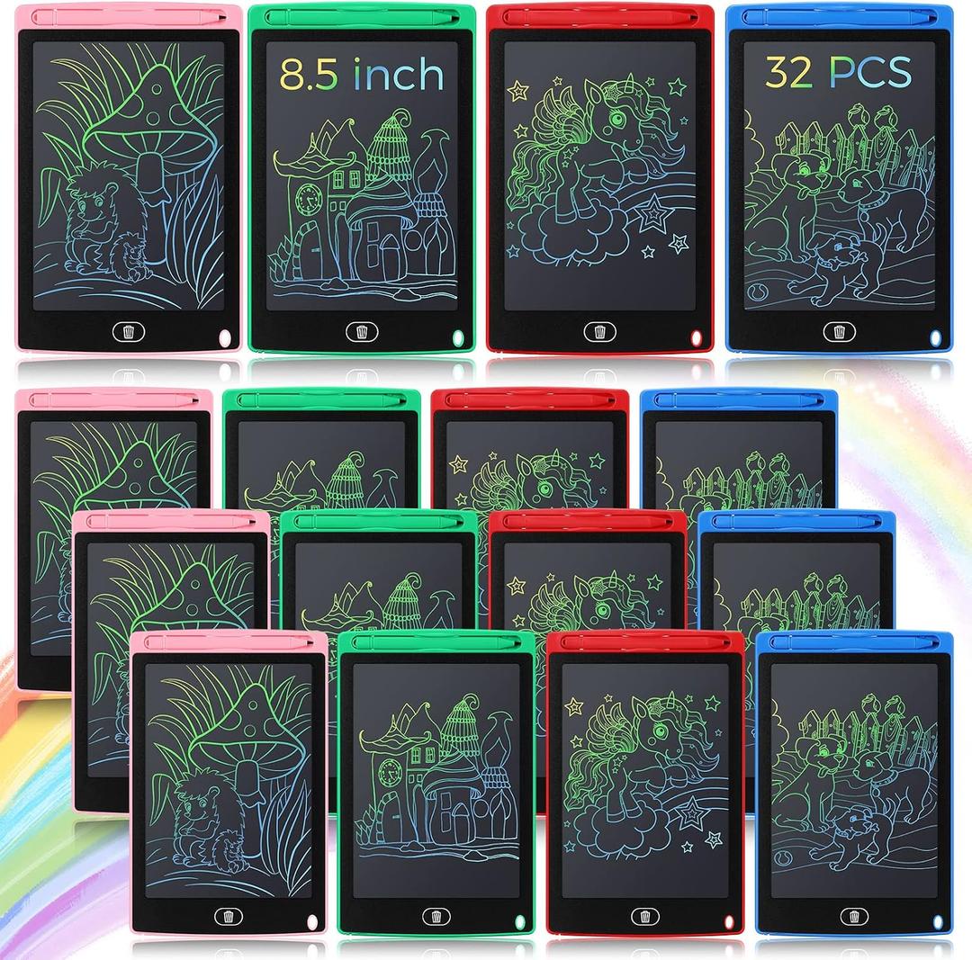 Zhehao 32 Pcs LCD Writing Tablet for Kids Bulk 8.5 Inch Colorful Doodle Board Tablet Erasable Doodle Pad Educational Toy Birthday Easter Gift for Boys Girl Age 3-10(Blue, Red, Green, Pink)