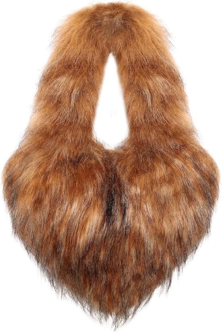 Furry Heart Shaped Purse Plush Handbag Faux Fur Shoulder Bag with Soft Shoulder Strap for Women (Brown), L 7.8''