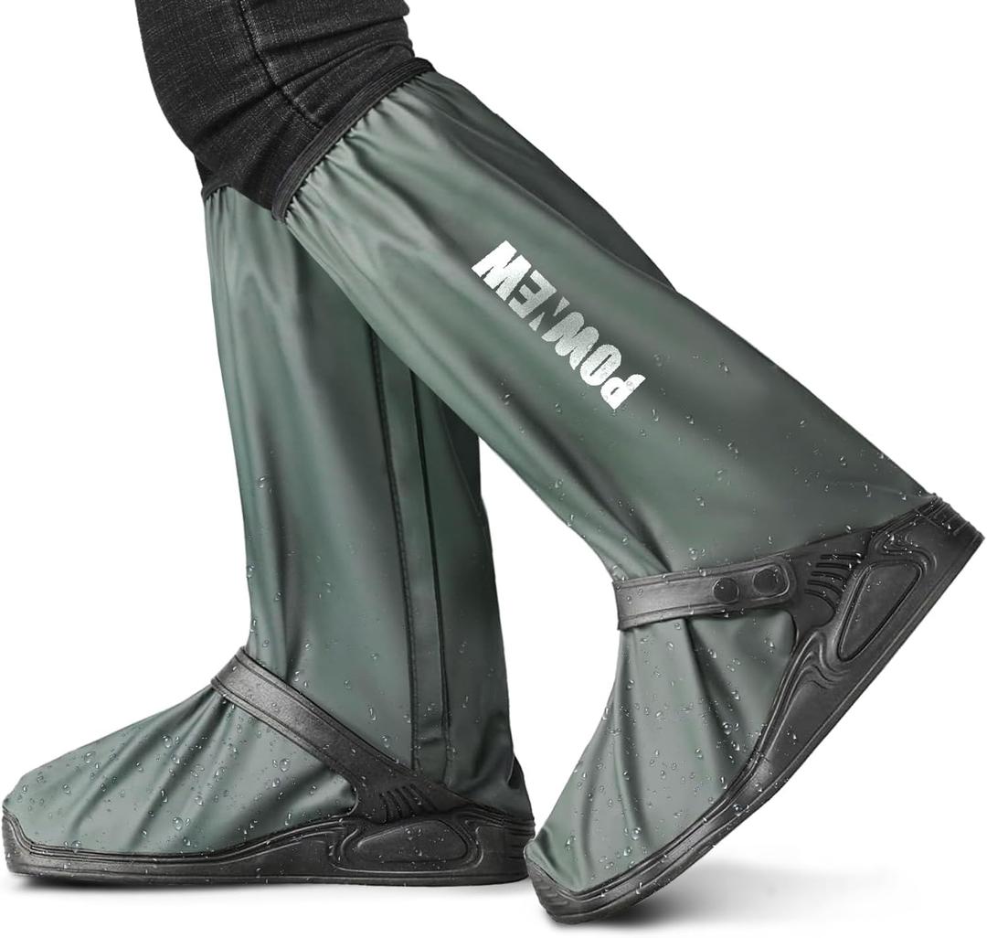 Waterproof Shoe Covers Rain Boot Cover for Men and Women (Large, Blackish Green)