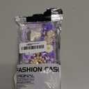 iFiLOVE for iPhone 15 Pro Max Bling Diamond Case with Flower Strap, 3D Luxury Sparkle Glitter Crystal Rhinestone Pearl Love Rose Wristband Bracelet Case Cover for Girls Women Kids (Purple)