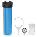 Max Water 20" x 4.5" Whole House Water Filter Housing (WHB20), 20" Sediment Carbon Filter Universal Housing (DB20P), Big Filter Blue Pre-Filtration System for Well Water, 1" NPT Port, Pressure Release