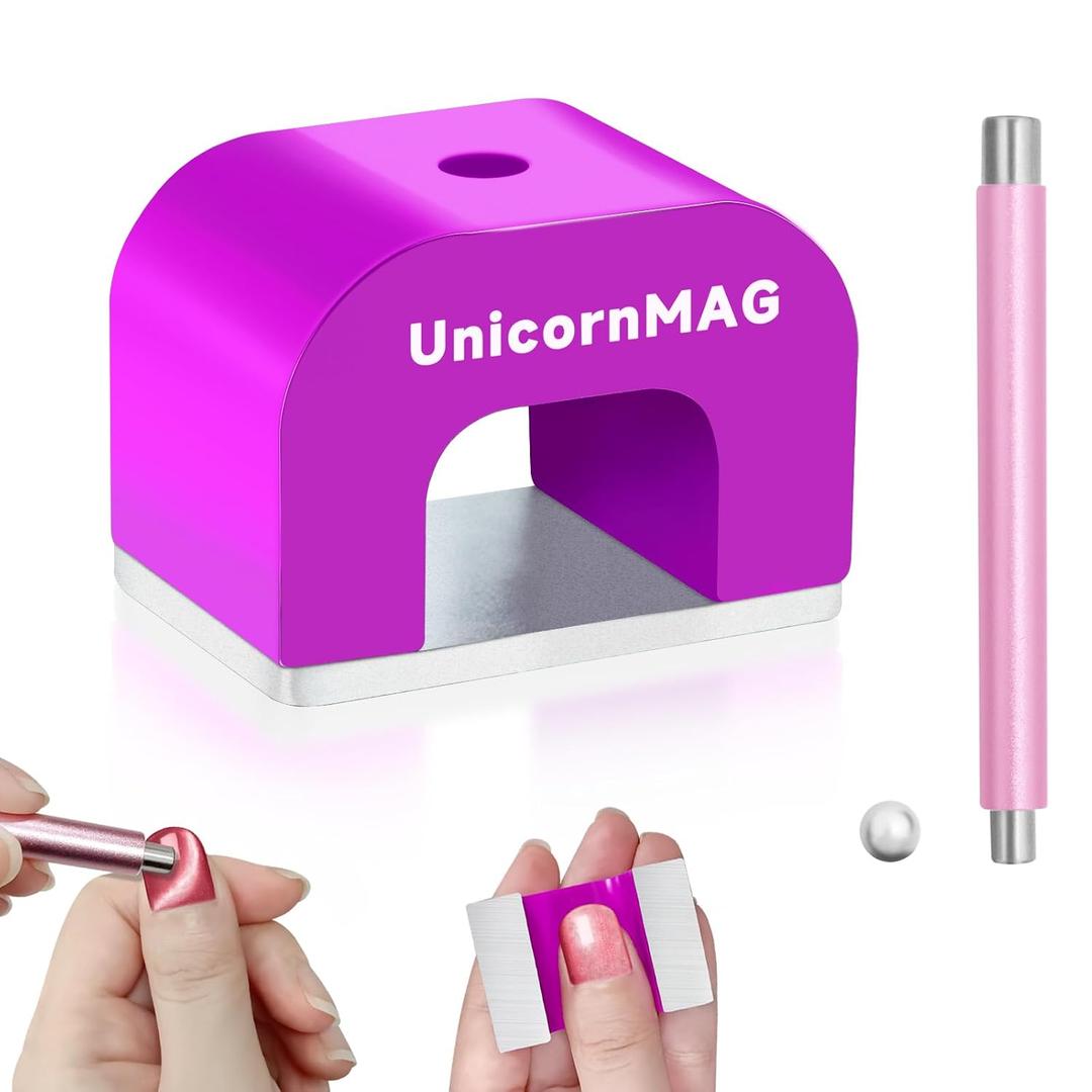 U-Shaped Horseshoe Nail Art Magnet with 30 lb Magnetic Pull - Heavy Duty Alnico Magnet for Cat Eye, Velvet, Aura, 3D Magnetic Nail Polish Effects (Purple)