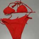 OZICERD 2 Piece Bikini Sets for Women Halter Triangle Bikini Tops Brazilian String Swimsuit Full Coverage Bottom Bathing Suit, Small