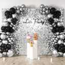 COKAOBE Silver Shimmer Wall Backdrop, 48PCS Square Sequin Shimmer Backdrop Panel, Photo Backdrops for Birthday, Anniversary, Wedding, Graduation & Bachelorette Party Decoration