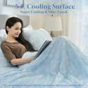 OIGAE Cooling Comforter, Japanese Q-Max 0.45 Double Sided Cooling Blankets for Hot Sleepers & Night Sweats, Lightweight Breathable Summer Blanket for Bed, Travel, Camping, Blue, Queen 90" x 90"