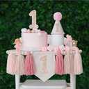 Pink and White Bow First Birthday High Chair Banner Pink Bow One High Chair Garland for Girls Sweet One Party Supplies Photo Prop