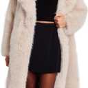 Flygo Womens Long Faux Fur Coats Winter Fluffy Open Front Luxury Overcoat Shaggy Lapel Long Sleeve Fuzzy Warm Cardigan Jacket, Size XL