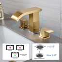 LED Light Widespread Bathroom Faucets for Sink 3 Hole Waterfall Brushed Gold-Bathroom Faucet with Pop-up Drain Assembly, 8 Inch Bathroom Sink Faucet 2-Handles,Modern Lavatory Vanity Faucet