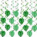 32 Pcs Hawaiian Luau Party Palm Leaves Swirl Decorations Hanging Ceiling Green Decoration Tropical Party for Summer Baby Shower Birthday Supplies (Cute Style)