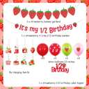 Strawberry Half Birthday Decorations for Girls, It's My 1/2 Birthday Banner Cake Topper Strawberry Banner Garland Red Pink Green Balloon Foil Balloon for Fruit Theme Party