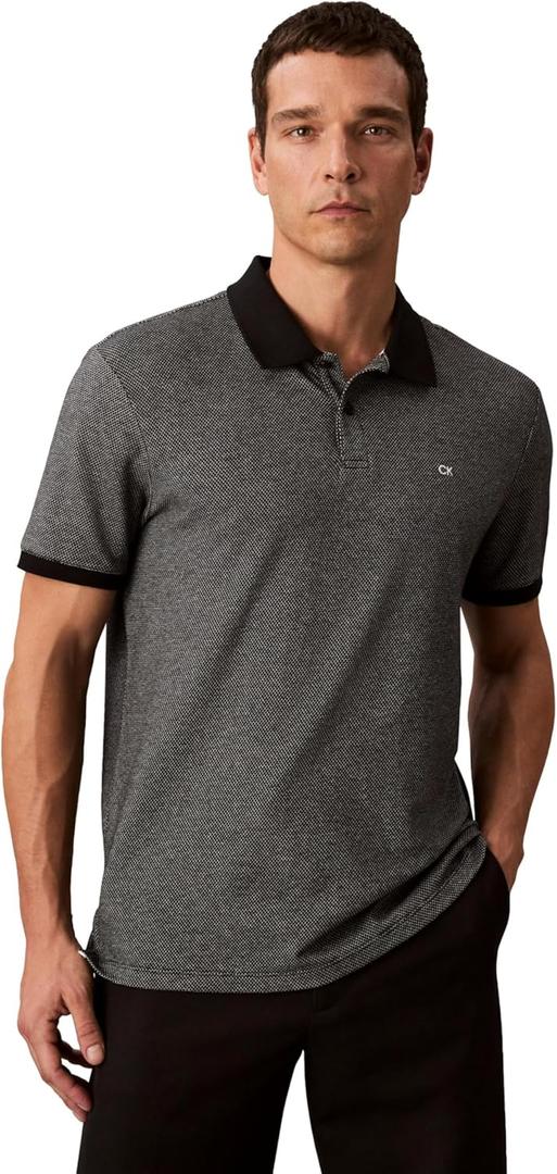 Calvin Klein Men's Jacquard Refined Polo (XX-Large, Black Beauty)