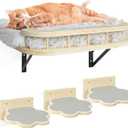 Cat Wall Shelves with Cooling Mat and Plush Cushion, Kittens Climbing Shelf and Perches with 3 Stair Steps, Cat Wall Furniture Scratching Post for Sleeping, Playing (Burlywood,1 Wool Mat Cat Shelf+3 Steps)