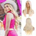 BERON Blonde Wigs for Women Girls Long Curly Wavy Wig Light Blonde Middle Part Hair Wig Heat Resistant Synthetic Fiber for Cosplay or Daily Use